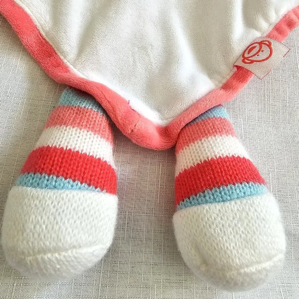 Baby Starters Colorful Stripes Sock Monkey Rattle Security Blanket Lovey EUC